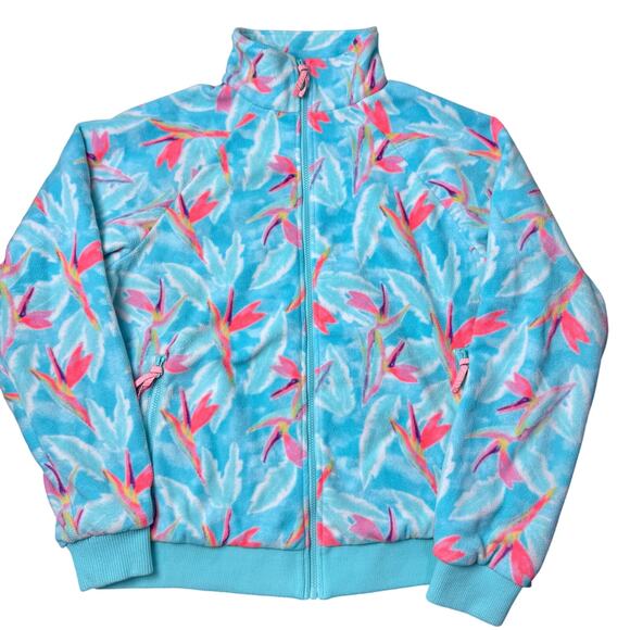 Chubbies Bird Of Paradise Print Fleece Full Zip Jacket Size XL Extra Unisex Blue - Picture 1 of 13